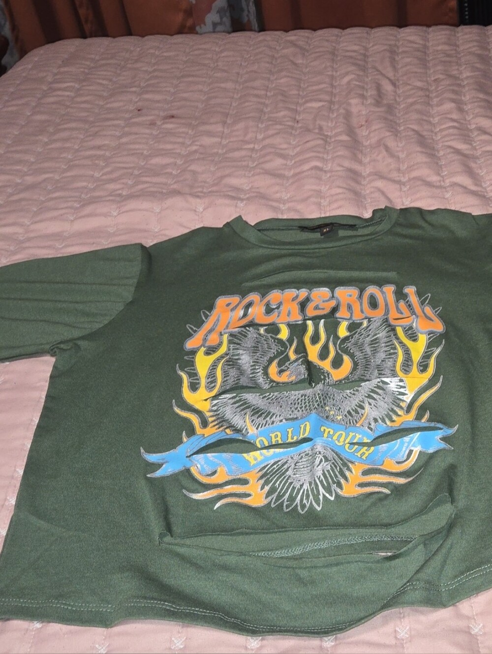 ' Green Short Sleeve "Rock & Roll" Graphic Tee
